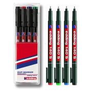 Набор маркеров E-140 permanent 0.3 мм (для пленок и ПВХ) набор: черный, красный, зеленый, синий (09-3995-9) Ручка для маркировки