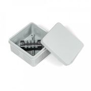 Коробка распределительная 80х80х40 двухкомпонентная (HF) в комплекте с 4-кл. зажимами, сечение до 1,5 мм², серая (PR80.0168) Коробка распределительная