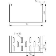 Лоток листовой перфорированный 300х110 L3000 сталь 1мм MKS 130 FT OBO 6060641