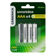 Батарейка Alkaline LR03/AAA GENERICA (4 шт) (ABT-LR03-ST-L04-G) Батарейка щелочная