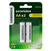 Батарейка Alkaline LR06/AA GENERICA (2 шт) (ABT-LR06-ST-L02-G) Батарейка щелочная