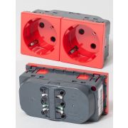Розетка электрическая 2х2К+З, красный (200010) Розетка
