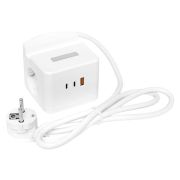 Удлинитель «Куб» 2 гнезда USB + 2Type C с быстрой зарядкой, подставкой под телефон и ночником 1,3 метра 1мм2 Удлинитель Куб