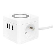 Удлинитель «Куб» 2 гнезда 3USB 2,4А+зарядное устройство 1,3 метра 1мм2 Удлинитель Куб