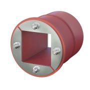 Проходка круглая, нержавеющая, D150х70 мм с проемом 90х90 мм (DXF3125) Проходка круглая, нержавеющая, с проёмом