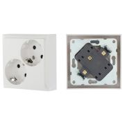 Розетка двойная с з/к, со шторками, белый LK60 (863504-1) Розетка