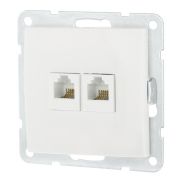 Розетка телефонная двойная 2xRJ-12 с накладкой, белый LK60 (865604-1) Розетка телефонная