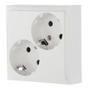 Розетка двойная с з/к, со шторками, белый LK80 (843504-1) Розетка