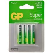 GP Super Alkaline 24A AAA (GP 24AA21-2CRSBC4), упак. 4 шт. БЛИСТЕР Алкалиновые батарейки