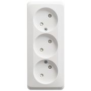 Этюд розетка 3-местная без заземления со шторками, открытой установки, белая (PA16-010B) Розетка