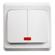 Этюд выключатель 2-клавишный с подсветкой, в сборе, скрытой установки, белый (BC10-006B) Выключатель