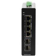 Промышленный управляемый PoE коммутатор L2+, 4 порта GE PoE 120W + 2 порта uplink GE SFP